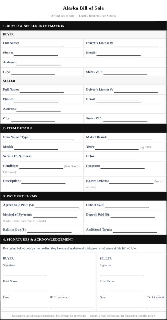 Alaska Bill of Sale