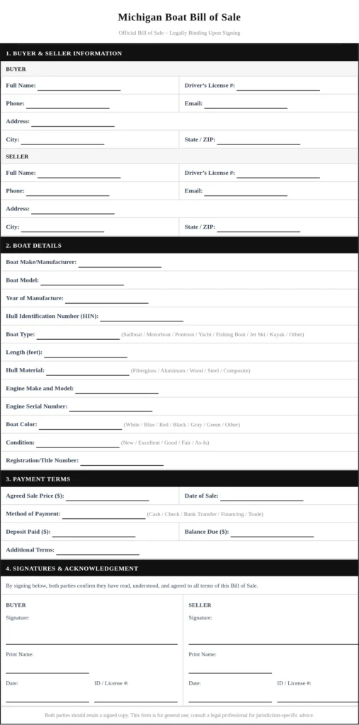 Michigan Boat Bill of Sale