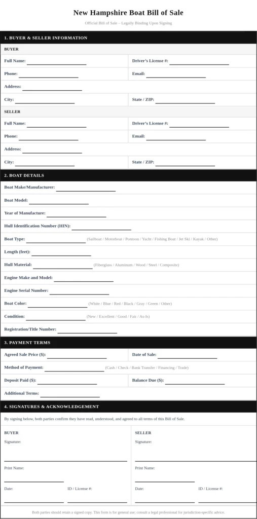 New Hampshire Boat Bill of Sale