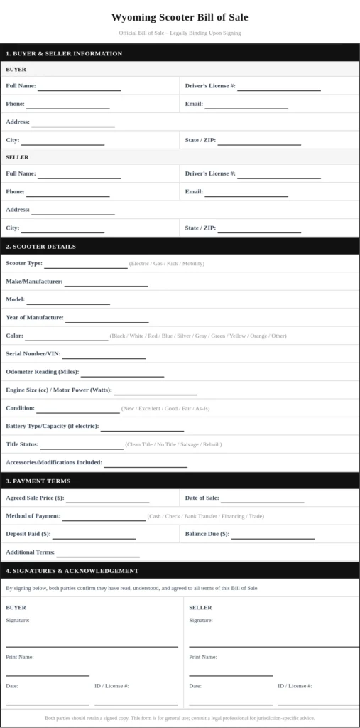 Wyoming Scooter Bill of Sale